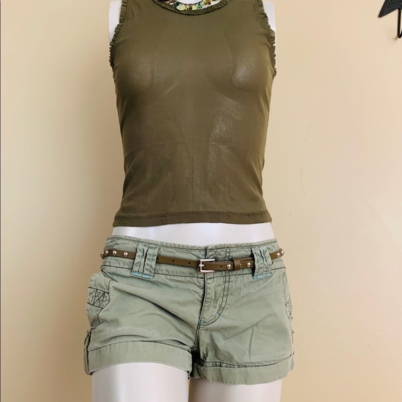 2/$20 Kenneth Cole Sheer Olive Green Tank Top - Picture 6 of 13